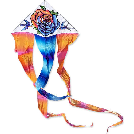 6.5 ft. Flo-Tail Delta Kite - Rose Tattoo Single Line Kites Premier Kites