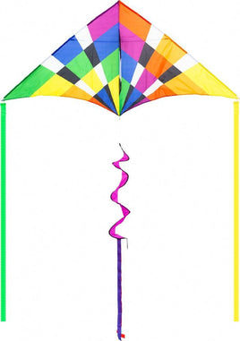 Delta Rainbow Checker Kite 2M Single Line Kites HQ Kites - Great Canadian Kite Company
